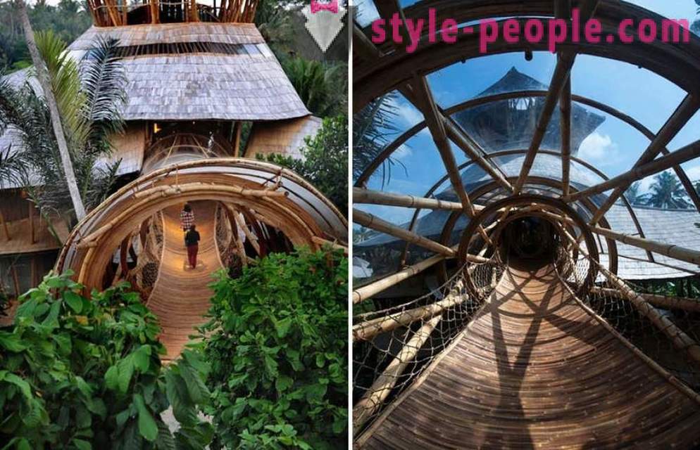Viņa atmest savu darbu, devās uz Bali un uzcēla greznu māju bambusa